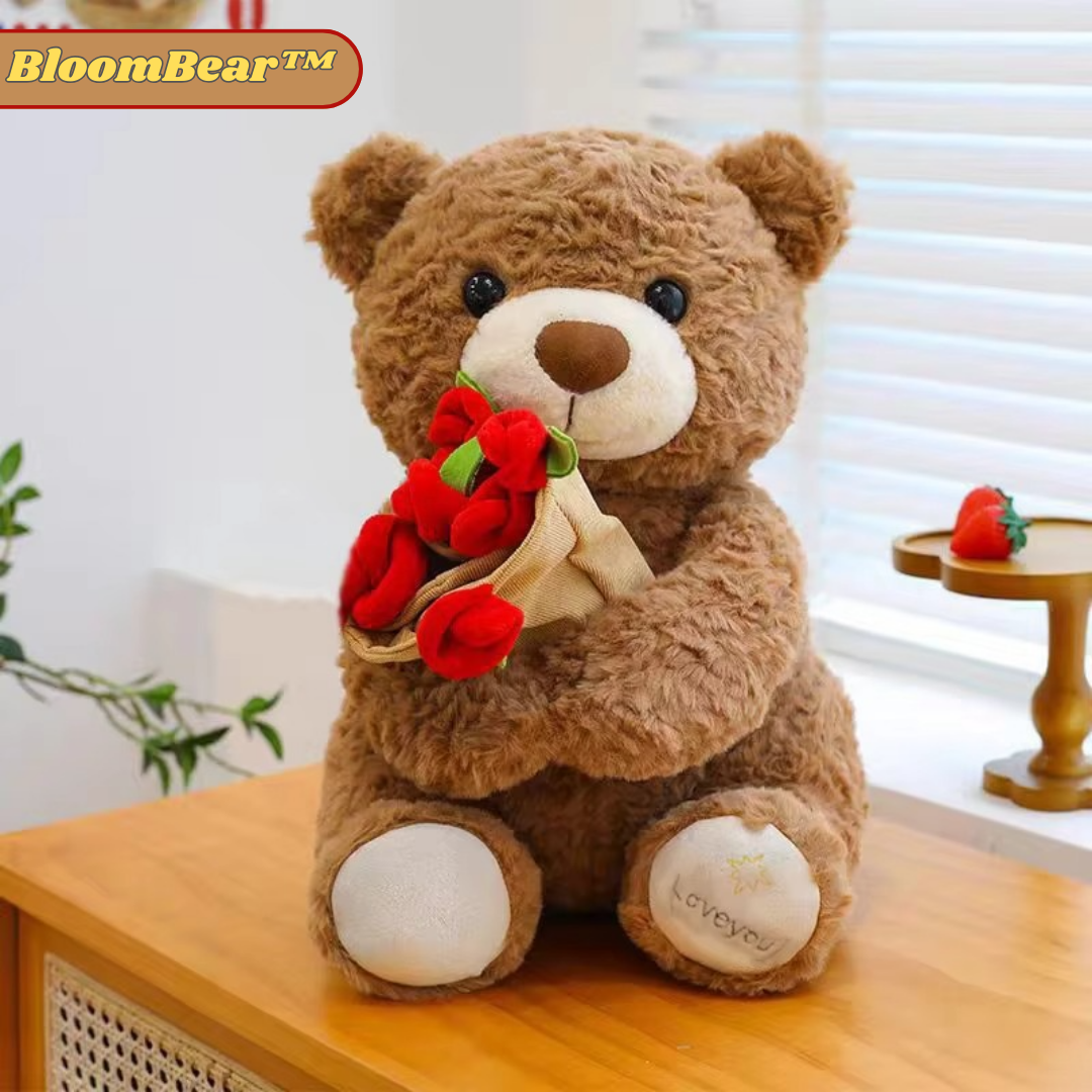 BloomBear™ | Teddybär mit Rosenstrauß